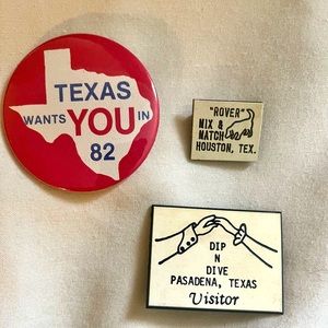 Vintage 3 Texas Square Dance Convention Button Pins